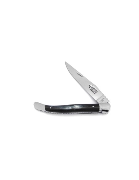 Laguiole pliant prestige, lame seule, manche en corne de 12 cm, finition brillant