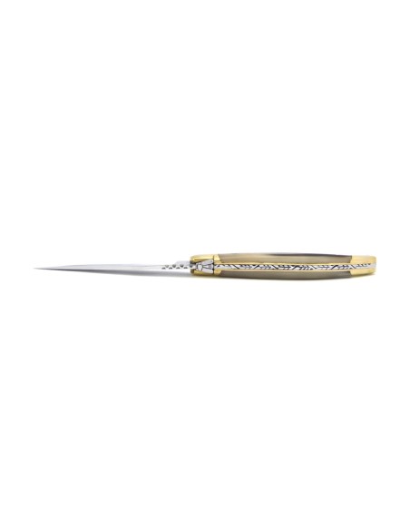 Laguiole Prestige folding knife, blond horn tip handle, shiny finish