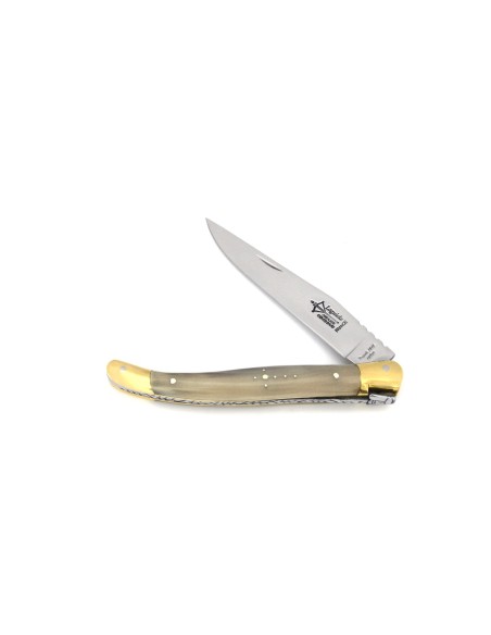 Laguiole Prestige folding knife, blond horn tip handle, shiny finish