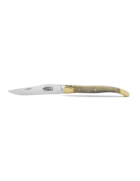 Laguiole Prestige folding knife, blond horn tip handle, shiny finish