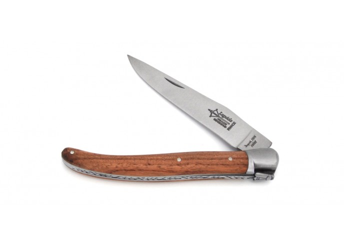 Laguiole folding knife Antan, 12 cm bubinga wood handle, matt finish