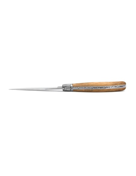 Laguiole pliant Antan, lame seule, manche en chêne de 12 cm, finition mat