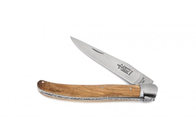 Laguiole Antan folding knife, 12 cm oak wood handle, matt finish