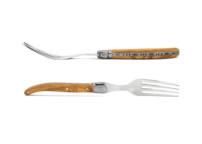 Laguiole Knife and fork, Olive wood handle, 23 cm, matt finish