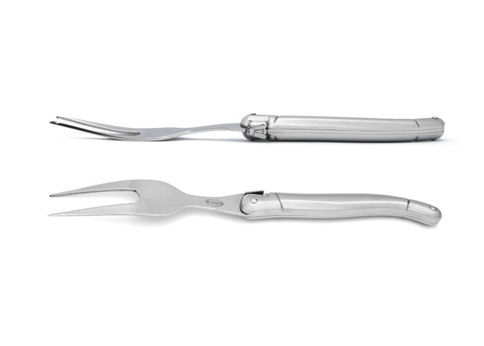 Service à fromage, couteau et fourchette, manche tout inox finition brillant