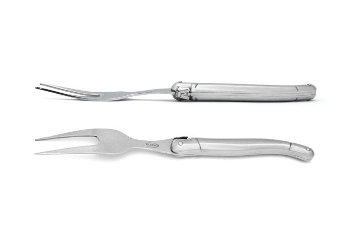 Service à fromage couperet et fourchette, manche tout inox finition brillant, lavable en machine