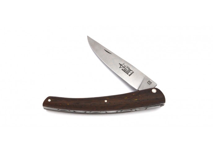 Le Thiers ® folding knife guilloché, 12 cm wengue wood handle, matt finish