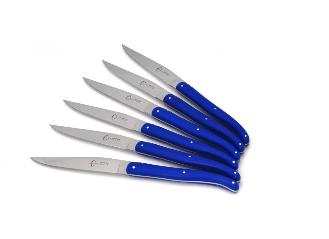 Laguiole Orignial de Table coffret Pom bleu de 6 couteaux
