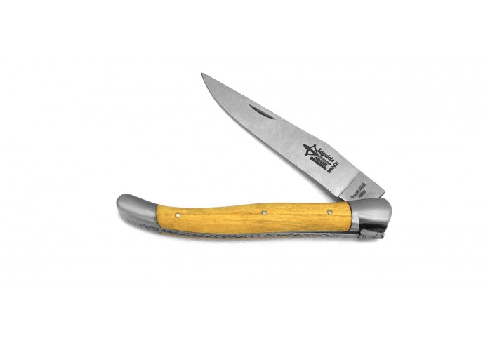 Laguiole folding knife Antan, 12 cm acacia wood handle, matt finish