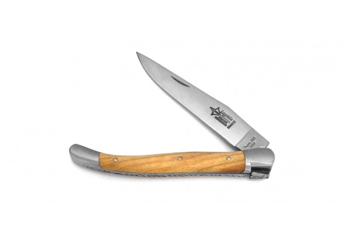 Laguiole folding knife Antan, cherrywood handle of 12 cm, matt finish