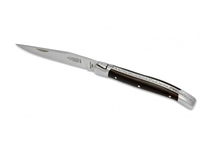 Laguiole Antan folding knife, 12 cm ebony wood handle, matt finish