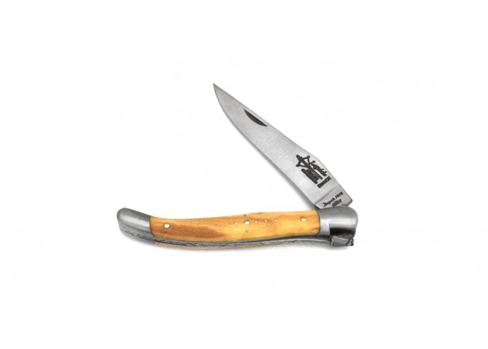 Laguiole folding knife for Ladies, 10 cm olive wood handle, matt finish