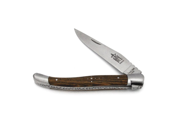 Laguiole pliant Prestige, lame seule, manche en bokote de 12 cm, finition mat