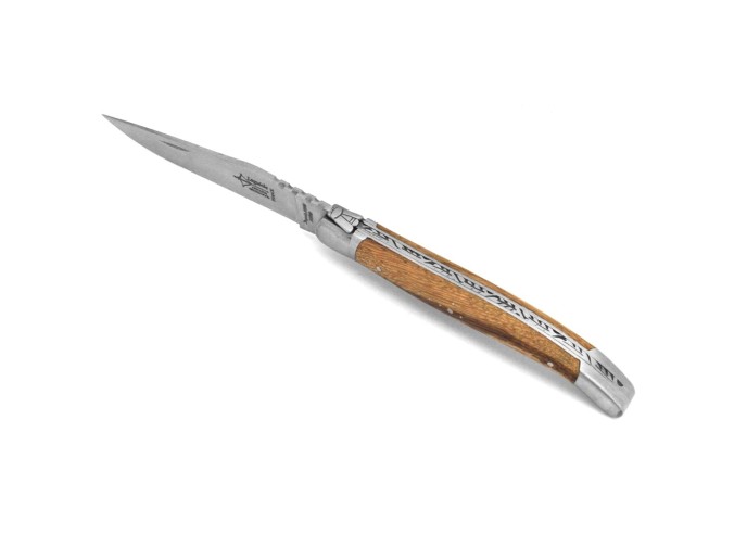 Laguiole pliant Prestige, manche en bois serpent de 12 cm, finition mat