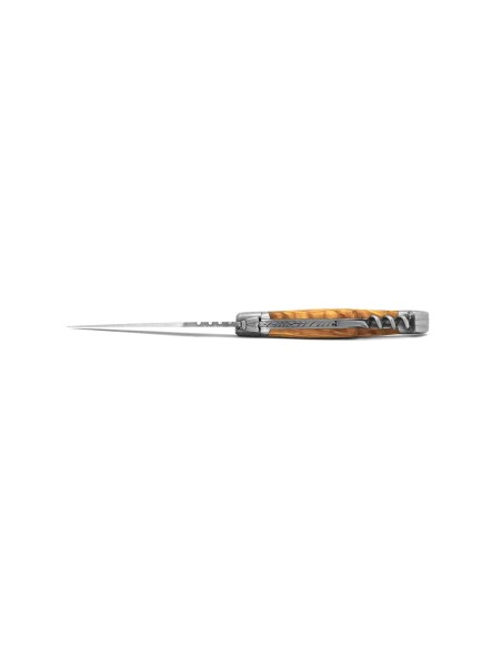 Laguiole pliant Prestige, lame et tire-bouchon, manche en olivier de 11 cm, finition mat