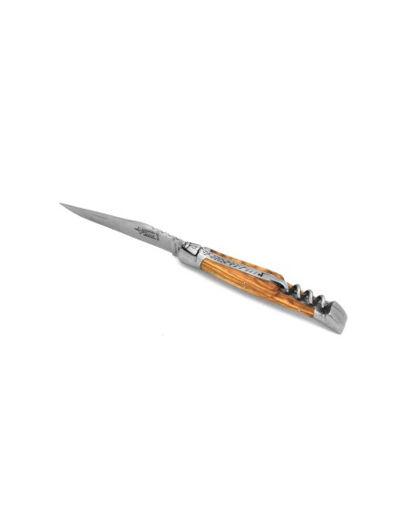 Laguiole pliant Prestige, lame et tire-bouchon, manche en olivier de 11 cm, finition mat