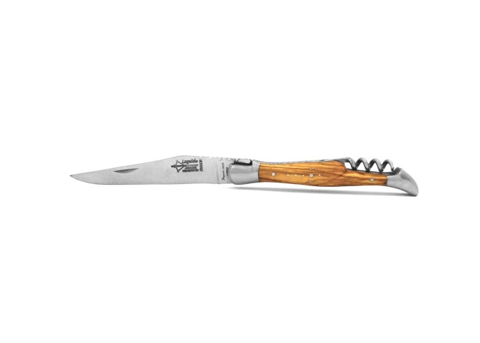 Laguiole pliant Prestige, lame et tire-bouchon, manche en olivier de 11 cm, finition mat