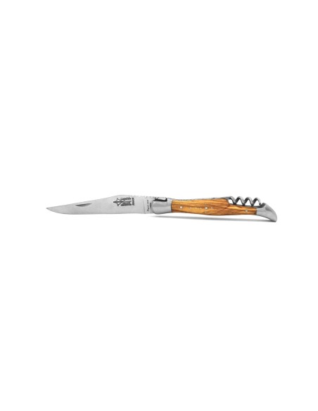 Laguiole pliant Prestige, lame et tire-bouchon, manche en olivier de 11 cm, finition mat