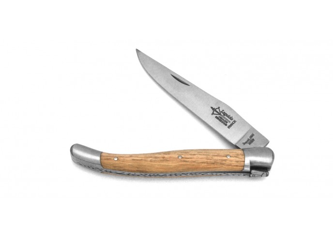 Laguiole Prestige folding knife, 12 cm chestnut wood handle, matt finish