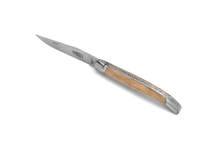 Laguiole pliant Prestige, lame seule, manche en châtaignier de 12 cm, finition mat