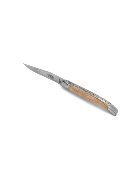 Laguiole Prestige folding knife, 12 cm chestnut wood handle, matt finish