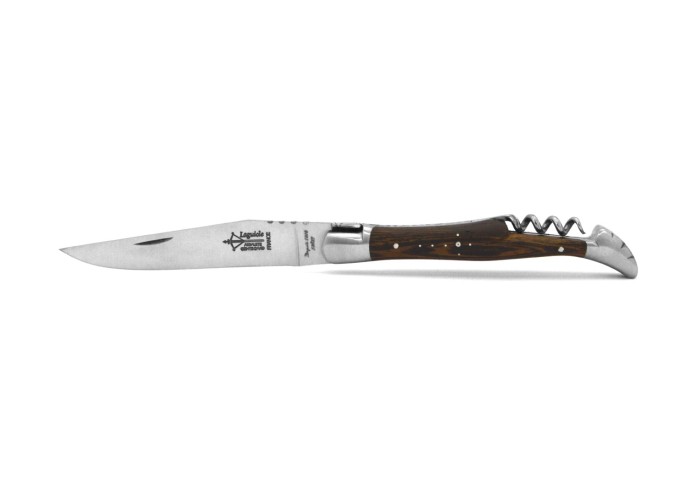 Laguiole pliant Prestige, lame et tire-bouchon, manche en Bois de violette de 12 cm, finition brillant