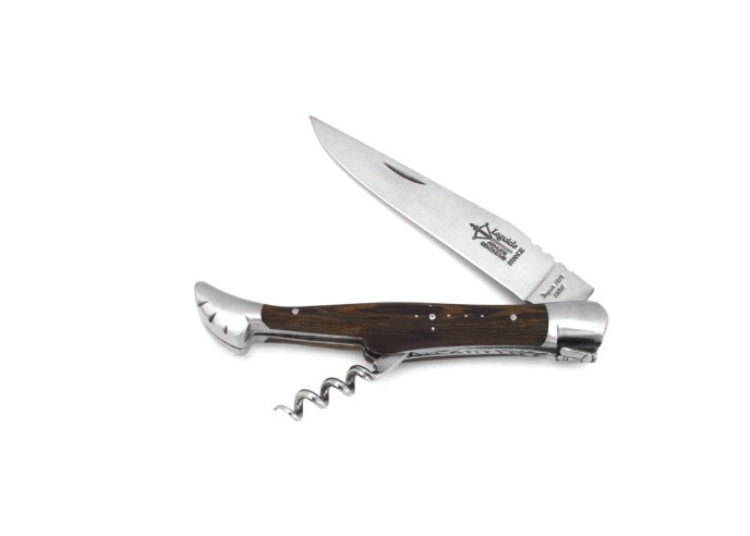 Laguiole pliant Prestige, lame et tire-bouchon, manche en Bois de violette de 12 cm, finition brillant