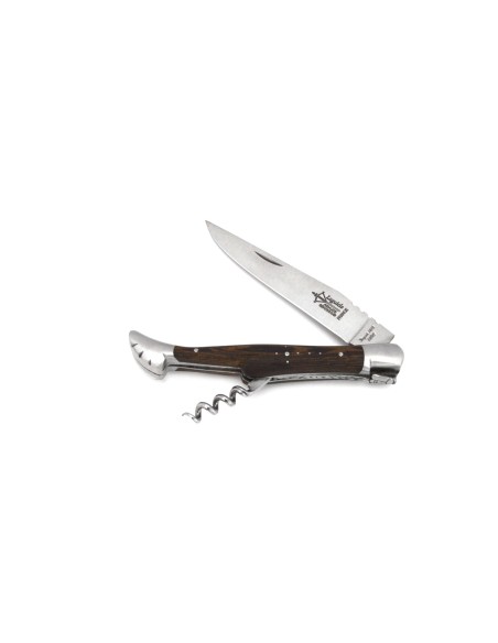 Laguiole pliant Prestige, lame et tire-bouchon, manche en Bois de violette de 12 cm, finition brillant