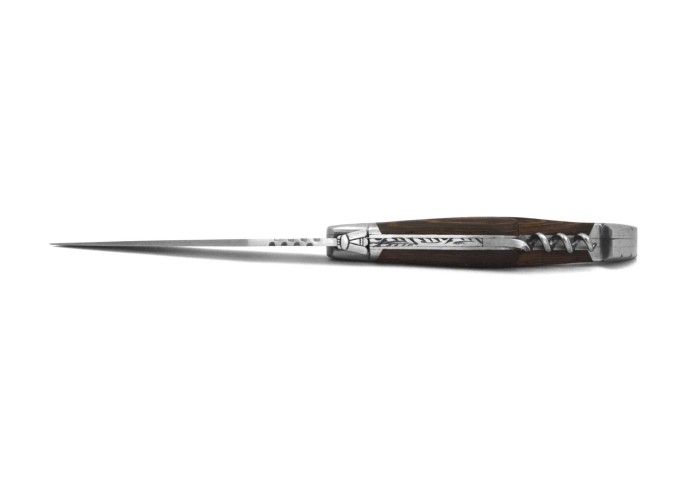 Laguiole pliant Prestige, lame et tire-bouchon, manche en Bois de violette de 12 cm, finition brillant