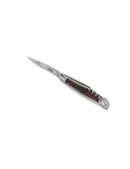 Laguiole pliant Prestige, lame et tire-bouchon, manche en Bois de violette de 12 cm, finition brillant