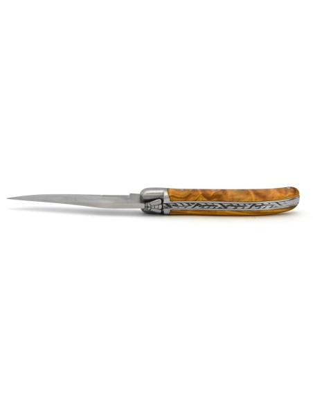 Laguiole folding knife for Ladies, 8 cm olive wood handle, matt finish