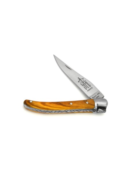 Laguiole folding knife for Ladies, 8 cm olive wood handle, matt finish