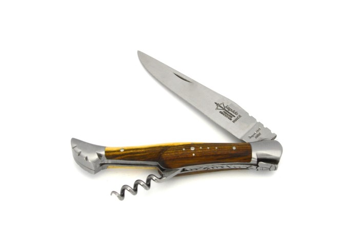 Laguiole pliant Prestige, lame et tire-bouchon, manche en pistachier de 12 cm, finition mat