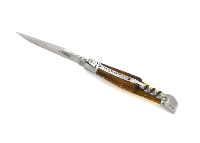 Laguiole pliant Prestige, lame et tire-bouchon, manche en pistachier de 12 cm, finition mat