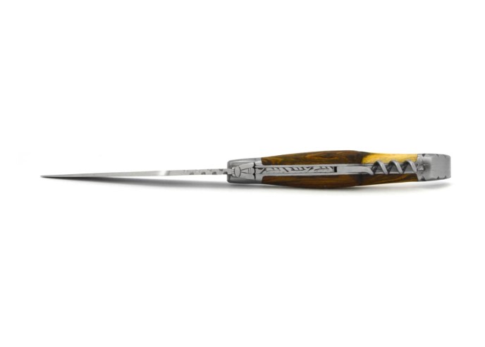 Laguiole pliant Prestige, lame et tire-bouchon, manche en pistachier de 12 cm, finition mat