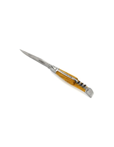 Laguiole pliant Prestige, lame et tire-bouchon, manche en chêne de 12 cm, finition mat