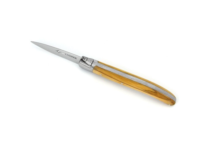 Couteau à huîtres Laguiole, manche en olivier, finition mat