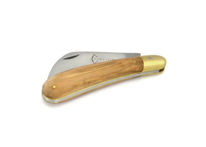 Pruning folding knife, olive wood handle
