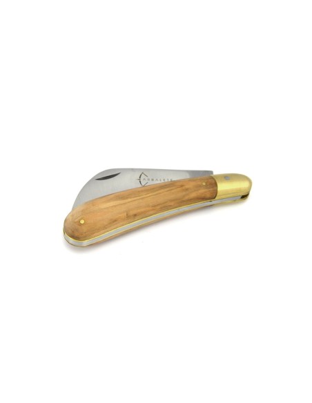 Pruning folding knife, olive wood handle