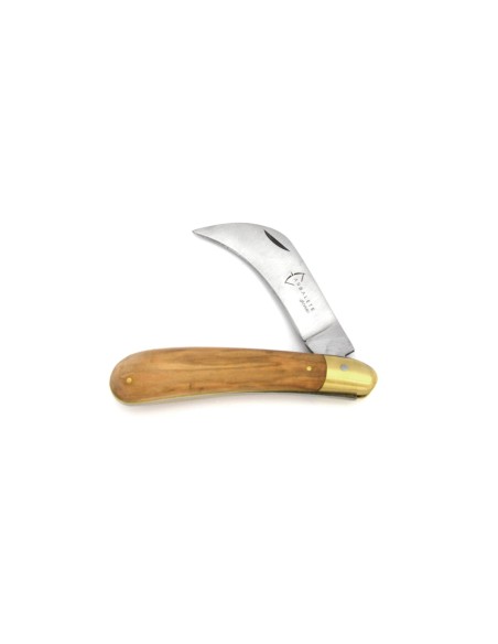Pruning folding knife, olive wood handle