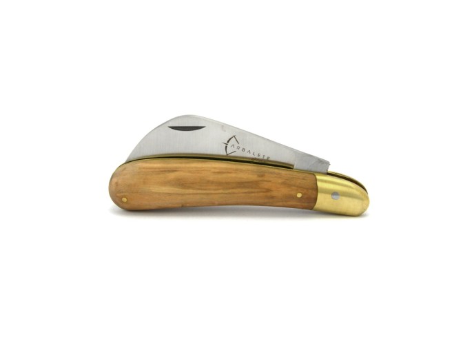 Pruning folding knife, olive wood handle