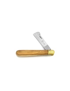 Folding grafting knife, olive wood handle, matt finish 2