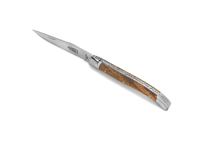 Laguiole pliant Antan, manche en bois de bocote, finition mat