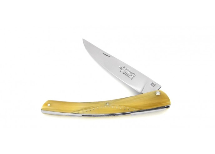 Le Thiers ® folding knife Butterfly, 12 cm blond horn tip handle, shiny finish