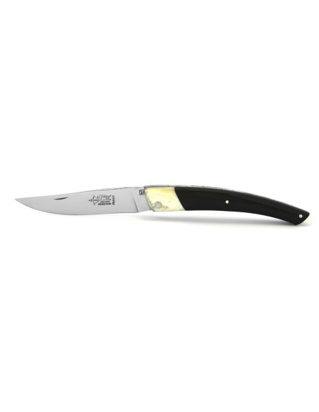 Le Thiers ® Prestige folding knife, false bolster in bone, 12 cm ebony wood handle, shiny finish