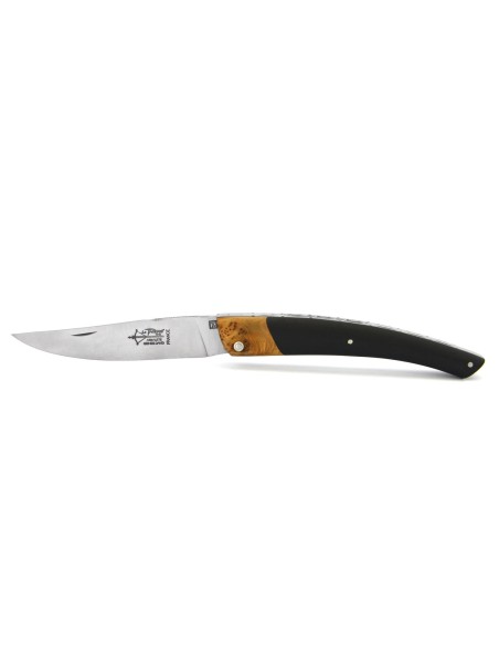 Le Thiers ® Prestige folding knife, false bolster in juniper, 12 cm ebony wood handle, matt finish