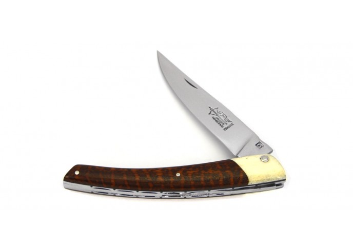 Le Thiers ® Prestige folding knife, false bolster in bone, 12 cm snakewood handle, shiny finish
