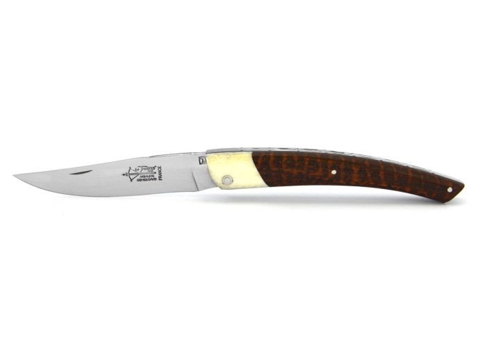 Le Thiers ® Prestige folding knife, false bolster in bone, 12 cm snakewood handle, shiny finish