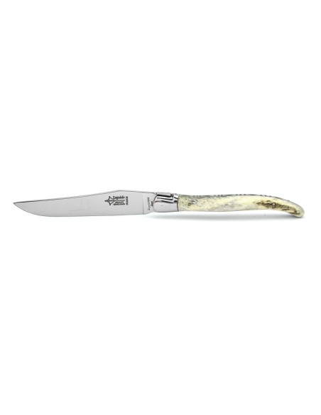 Coffret de 6 couteaux de table Laguiole Prestige, manche en bois de cerf, finition brillant
