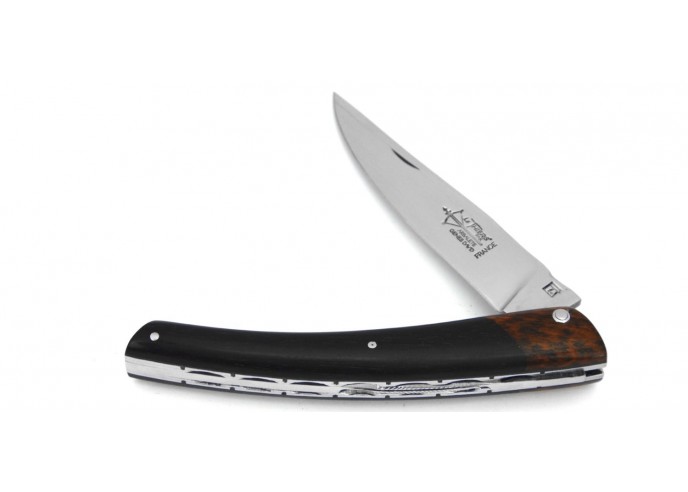 Le Thiers ® folding knife False bolster snakewood, 12 cm ebony wood handle, shiny finish